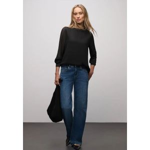 Street One Dames 2in1 chiffon shirt in Zwart, in size: 34