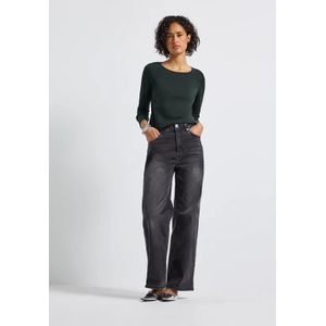 Street One Dames Basic shirt met lange mouwen in Groen, in size: 34