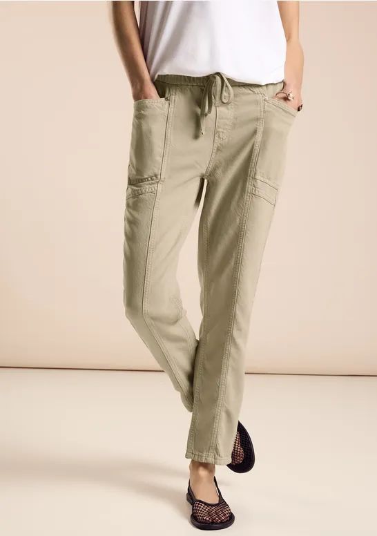 Street One - Jeans - Beige - Lyocell - Loose Fit - High Waist