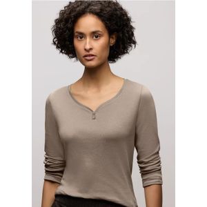 Street One Dames Basic shirt met knoopdetail in Bruin, in size: 34