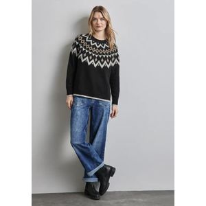 Street One Dames Trui in Noorse stijl in Zwart, in size: 34