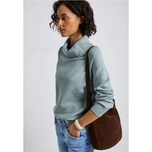 Street One Dames Trui met opstaande kraag in Blauw, in size: 34