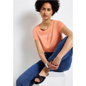 Street One Dames Shirt met tekst in Oranje, in size: 36