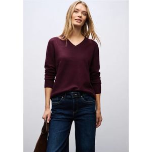 Street One Dames Zachte trui met V-hals in Rood, in size: 34