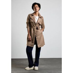Street One Dames Trenchcoat in velours-look in Bruin, in size: 34