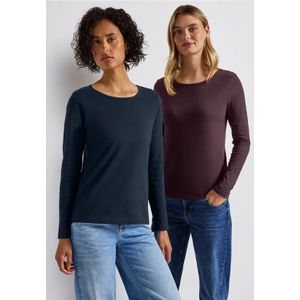 Street One Dames 2-pack shirts met lange mouwen in Multicolour, in size: 36
