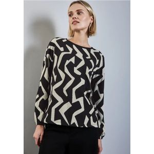 Street One Dames Zacht jacquard overhemd in Zwart, in size: 34