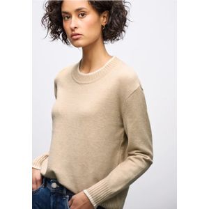 Street One Dames Trui met contrasterende details in Beige, in size: 34