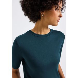 Street One Dames Basic shirt met col in Turkoois, in size: 34