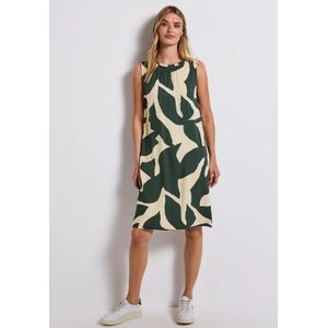 Street One Dames Mouwloze jurk met print in Groen, in size: 34