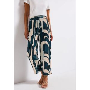 Street One Dames Broek met gedessineerde Wide Legs in Turkoois, in size: 40