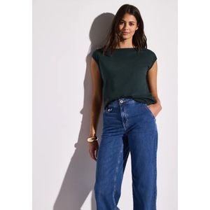 Street One Dames Shirt met boothals in Groen, in size: 46
