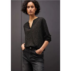 Street One Dames Leo blouse met gespleten hals in Bruin, in size: 34