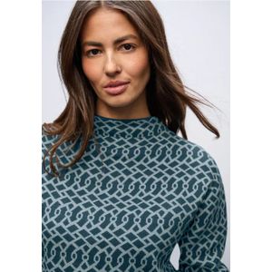Street One Dames Cosy jacquard trui in Turkoois, in size: 34