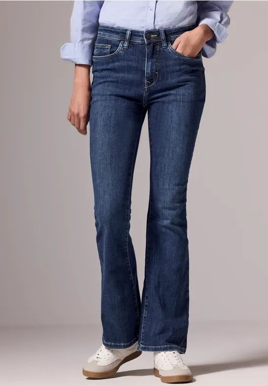 Street One - Skinny Flared Jeans - Donkerblauw - Dames