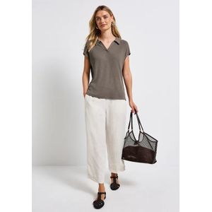 Street One Dames Poloshirt met gebreide look in Bruin, in size: 34