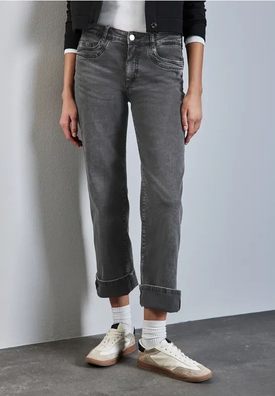 Street One - Jeans - Grijs - Katoenmix met Stretch