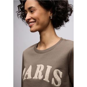 Street One Dames Sweatshirt met tekst in Bruin, in size: 44