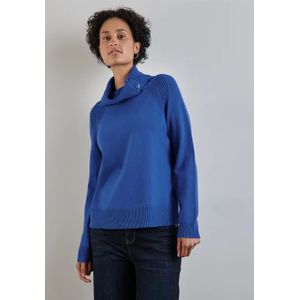 Street One Dames Trui met opstaande kraag in Blauw, in size: 34