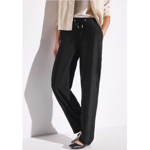Street One Dames Broeken met wijde pijpen in Zwart, in size: 38