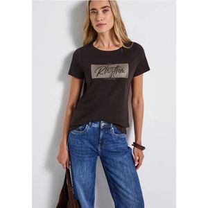 Street One Dames Shirt met print in Bruin, in size: 34