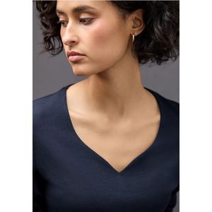 Street One Dames Shirt met hartvormige halslijn in Blauw, in size: 34