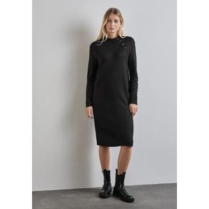 Street One Dames Jurk met knoopdetail in Zwart, in size: 34