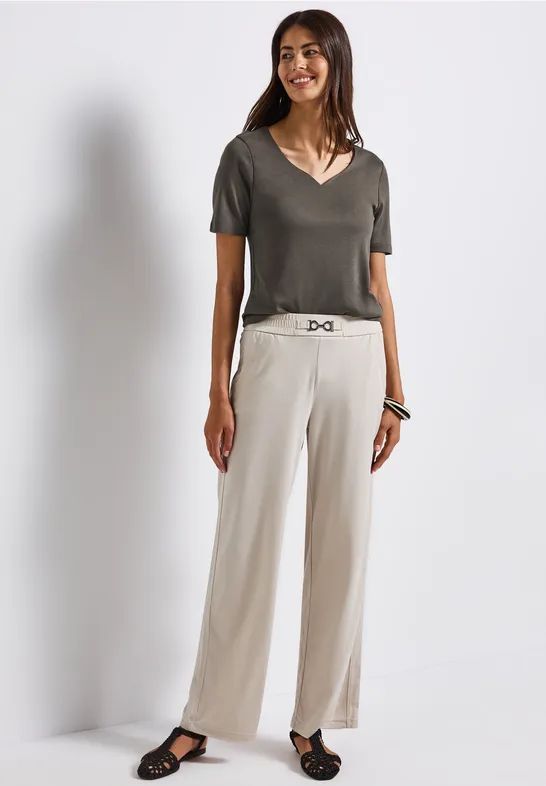 Street One - Dames Shirt - Bruin - Sweetheart Halslijn