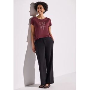Street One Dames Shirt met folietekst in Rood, in size: 34