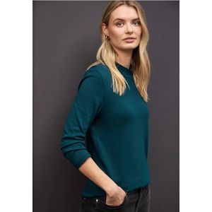 Street One Dames Basic col shirt in Turkoois, in size: 34