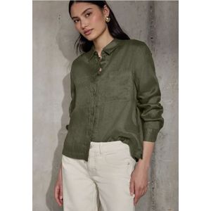 Street One Studio Dames Linnen overhemd blouse in Groen, in size: 42