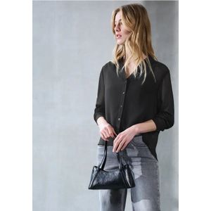 Street One Studio Dames Chiffon overhemd blouse in Zwart, in size: 34