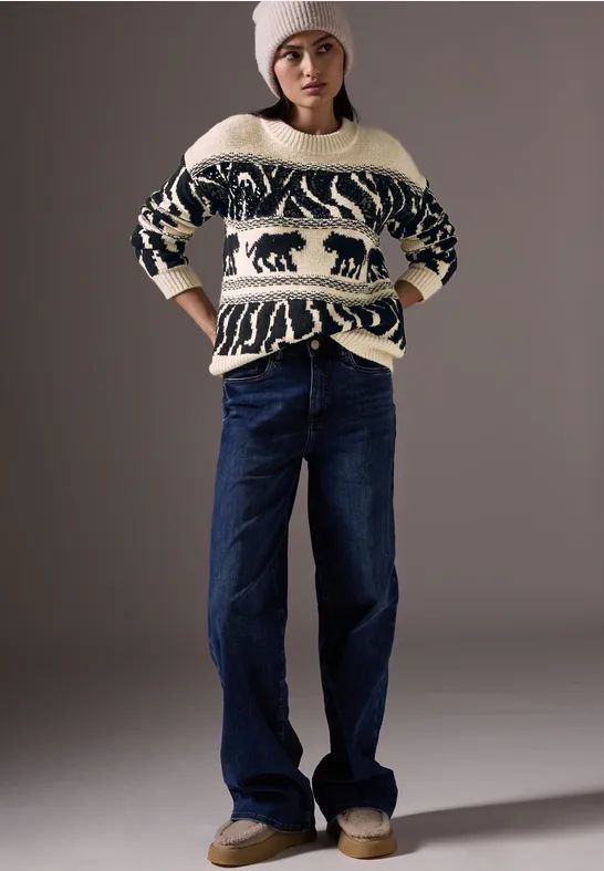 Street One - Studio Dames Grove - Jaquard Trui - Beige