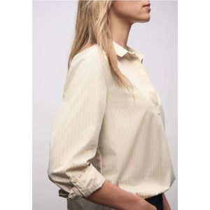Street One Dames Gestreepte zakelijke blouse in Beige, in size: 34