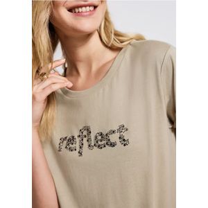 Street One Dames Shirt met tekst in Beige, in size: 34