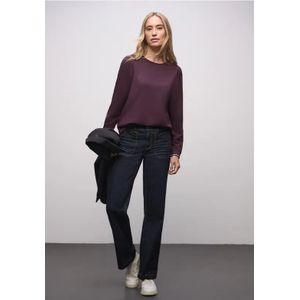 Street One Dames Zacht Shirt met geribde details in Rood, in size: 34