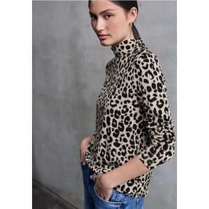 Street One Studio Dames Jersey shirt met leopatroon in Beige, in size: 34