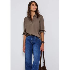 Street One Dames Zakelijk overhemd blouse in Bruin, in size: 34