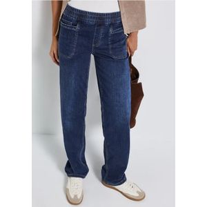 Street One Dames Jeans met elastische tailleband in Blauw, in size: 24