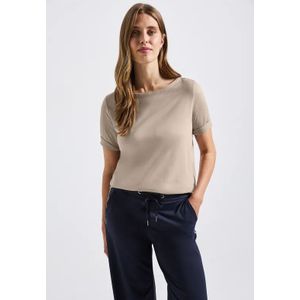 Street One Dames Shirt met boothals in Beige, in size: 34