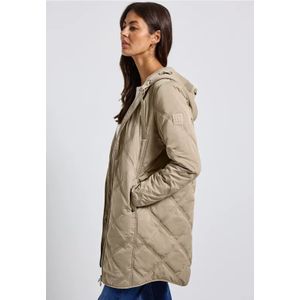 Street One Dames Gewatteerde jas met capuchon in Beige, in size: 42