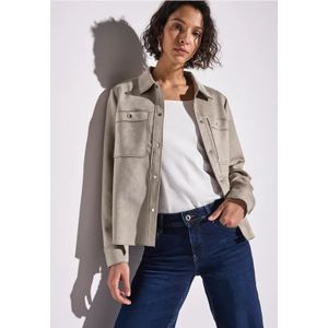 Street One Dames Velours jas in Beige, in size: 46