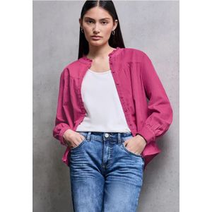Street One Studio Dames Corduroy blouse met ruches in Pink, in size: 34