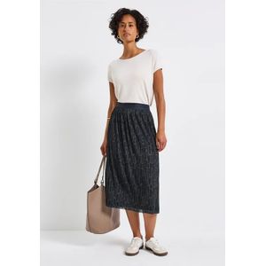 Street One Dames Plooirok van mesh met print in Blauw, in size: 32