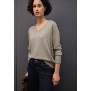 Street One Dames Zachte trui met V-hals in Beige, in size: 34
