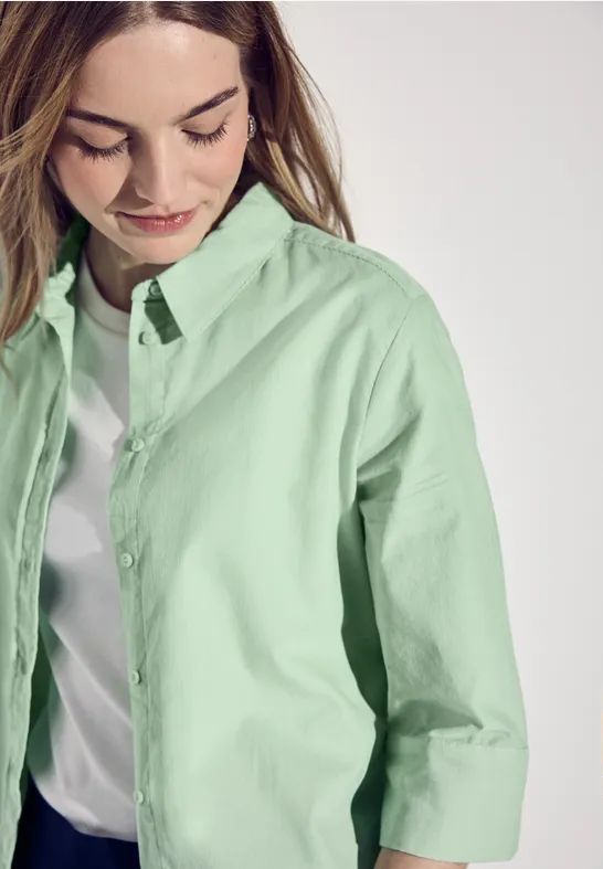 Street One - A345533 - Corduroy Blouse - Milky Green - Dames