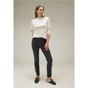 Street One Dames Slim fit broek met coating in Zwart, in size: 46