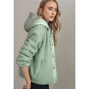 Street One Dames Teddyjas met capuchon in Groen, in size: 36