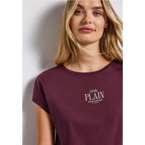 Street One Dames Basic shirt met tekst in Rood, in size: 34