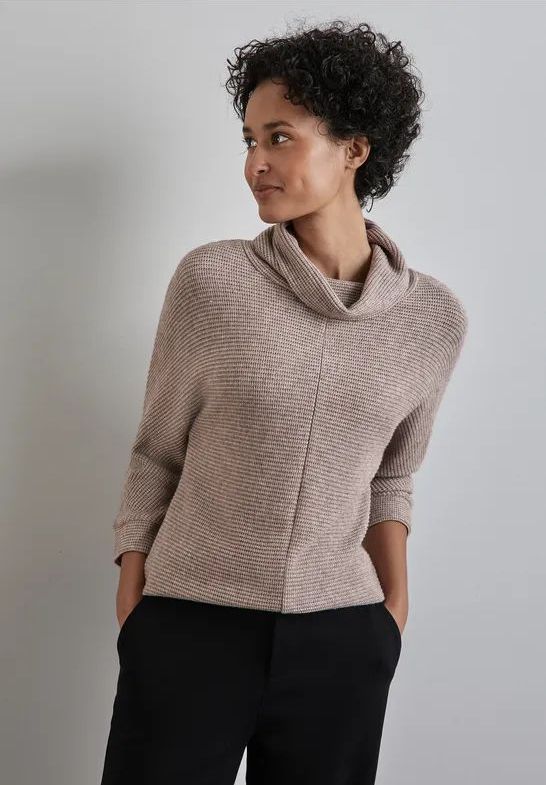 Street One - A322238 - T-shirt - Mocha Beige - 3/4 Mouwen